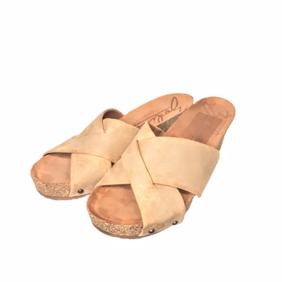 Zodiac Mila Cork Wedge Summer Slide Sandal in Sand Beige Flip Flop Thong boho - Picture 7 of 10